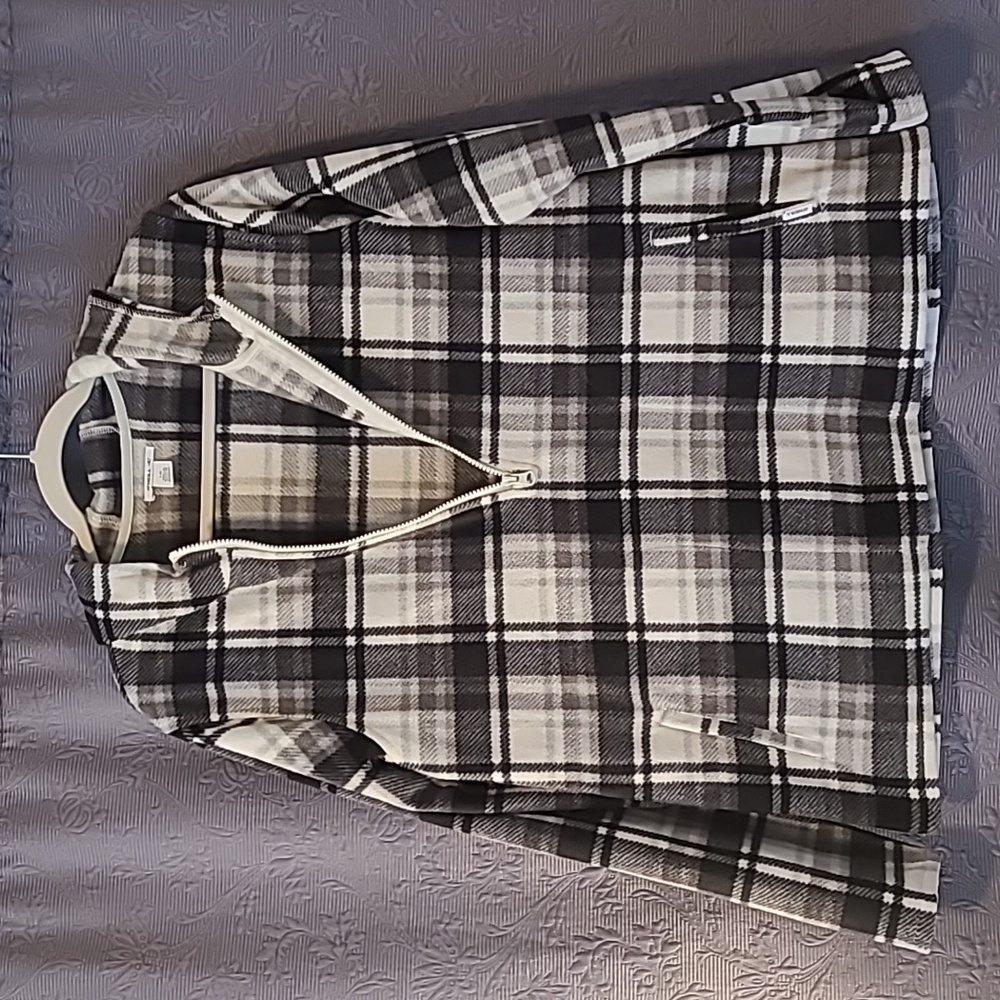 O'Neil Women's Half Zip Plaid Polar Fleece Hoodie, Large